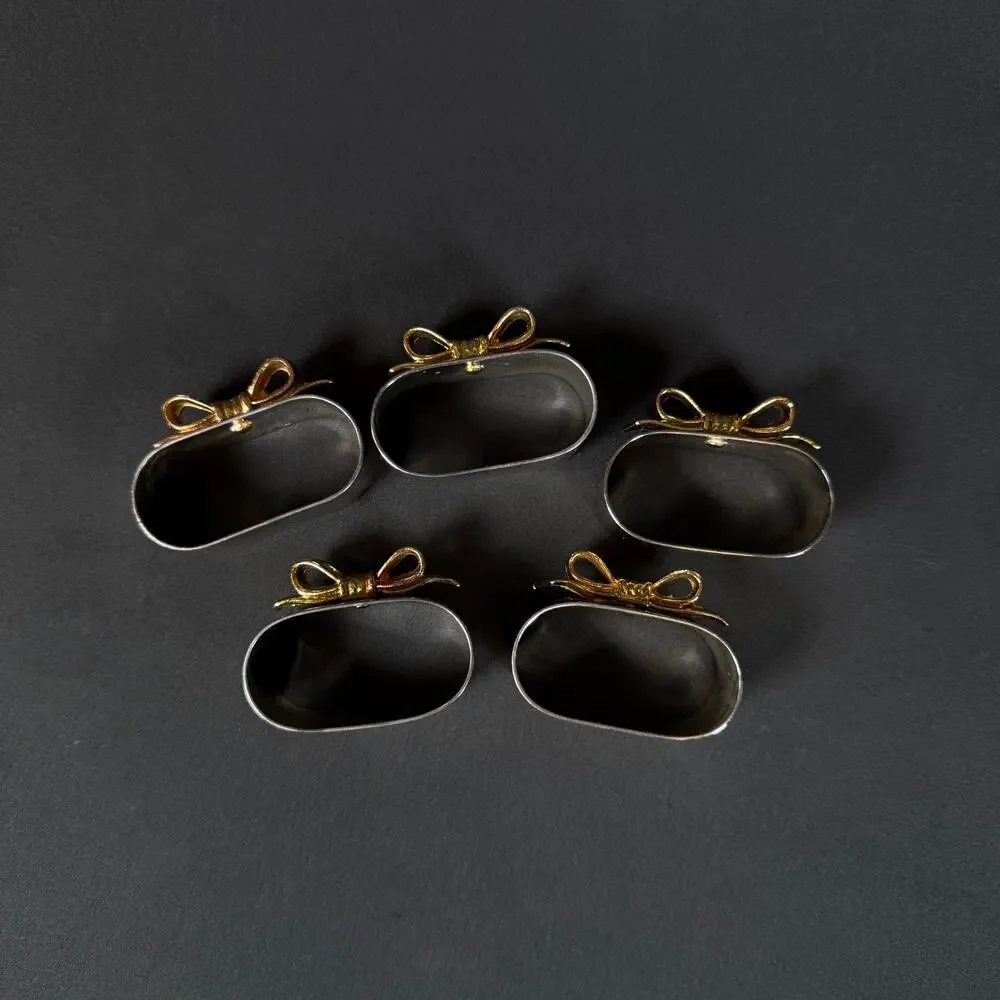 Lot of 5 Vintage Silver Gold Plated Napkin Holder Rings